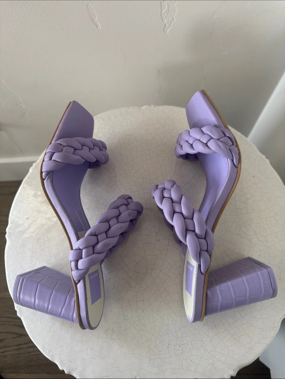 Dolce Vita Lilac/Lavender Braided Block Heel Sandals Square Open Toe Size 8 NWOB